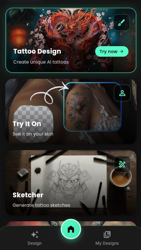 INK AIタトゥージェネレーターアプリ - iOSとAndroidでオリジナルのタトゥーデザインを作成