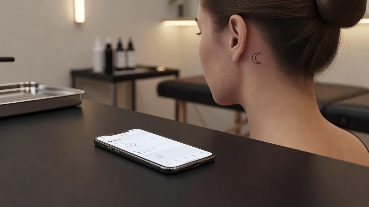 KI-Tattoo-Generator für Tattoos hinter dem Ohr: Winzige Motive für eine winzige Fläche gestalten