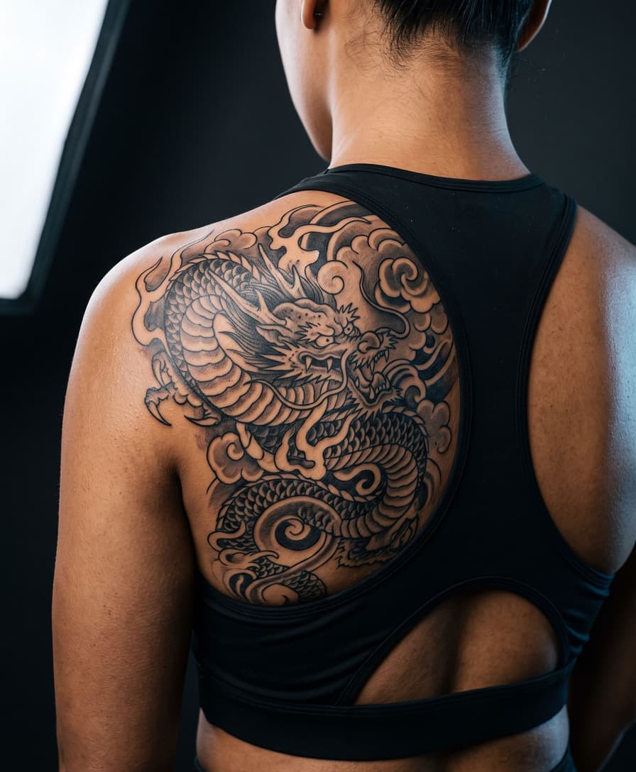 AI tattoo placement preview - Back tattoo visualization