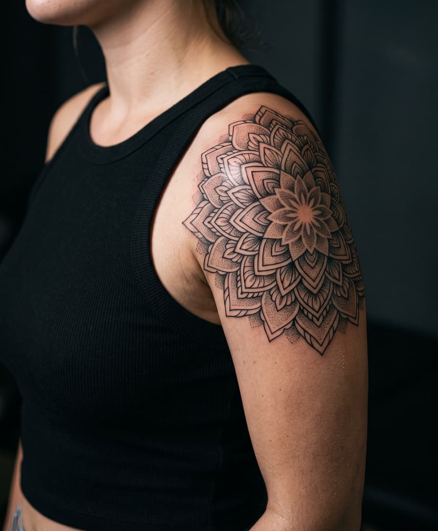 AI tattoo placement preview - Shoulder tattoo visualization