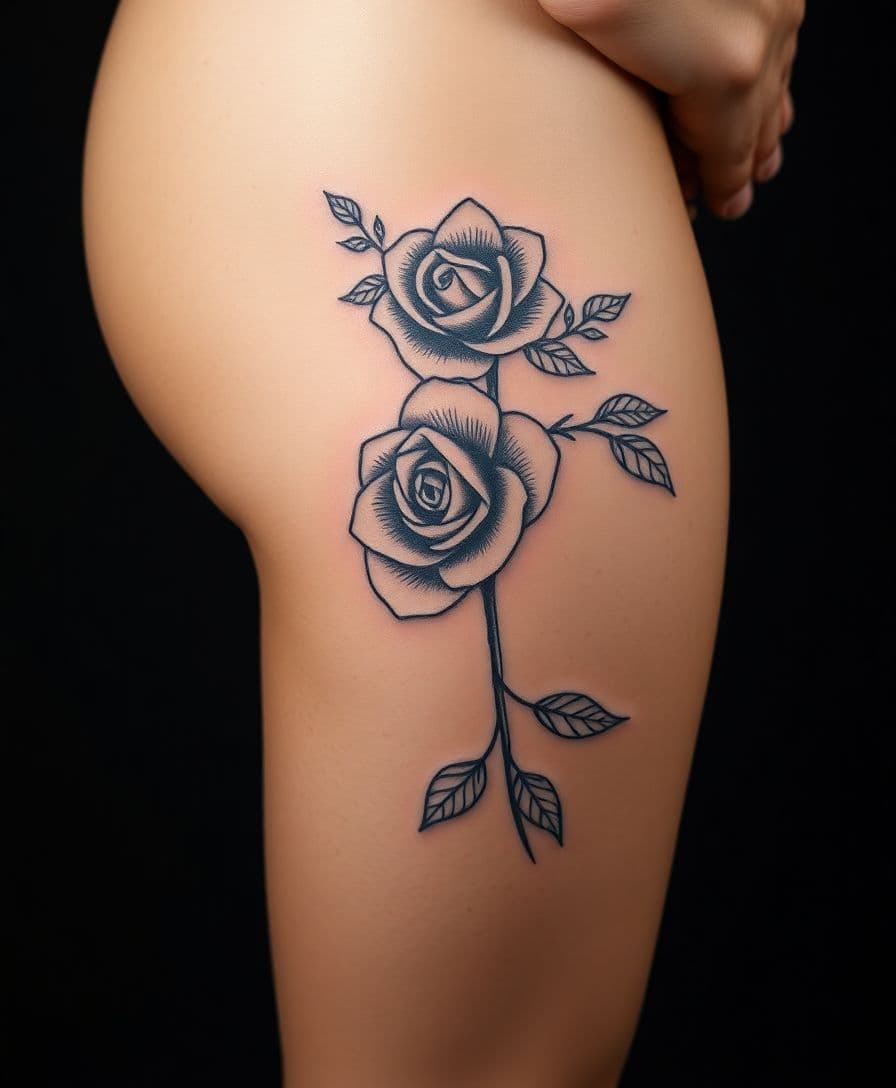 AI tattoo placement preview - Thigh tattoo visualization