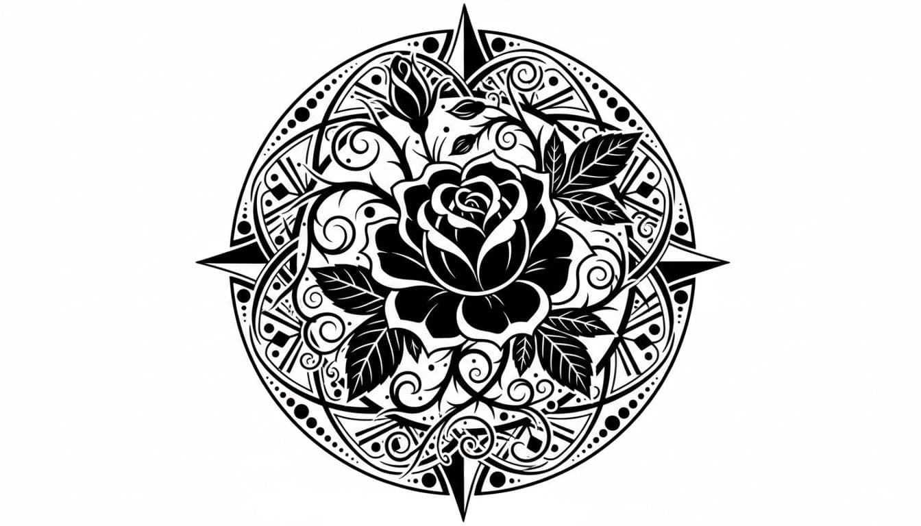 Blackwork tattoo style example - AI generated