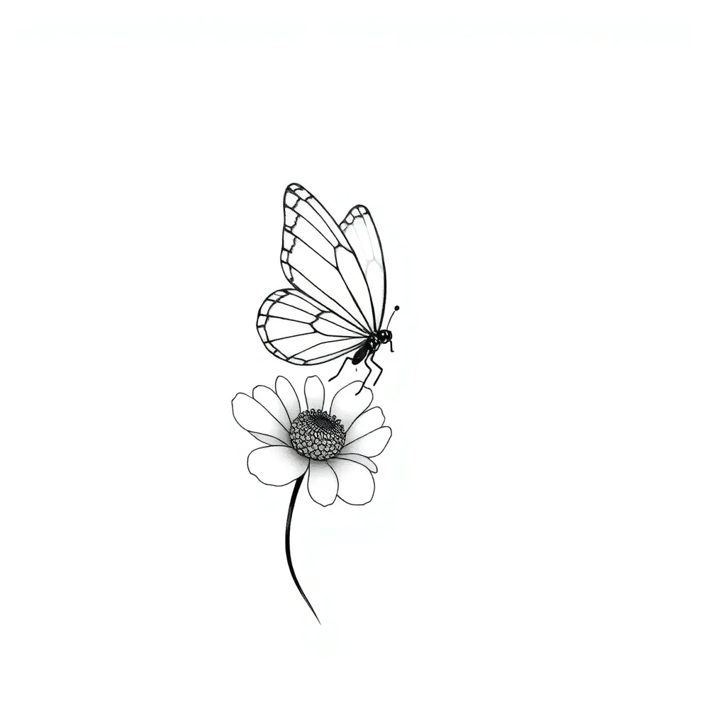 Fine Line tattoo style example - AI generated