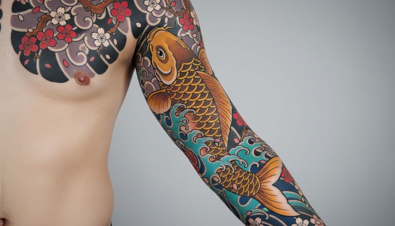 Japanese / Irezumi tattoo style example - AI generated