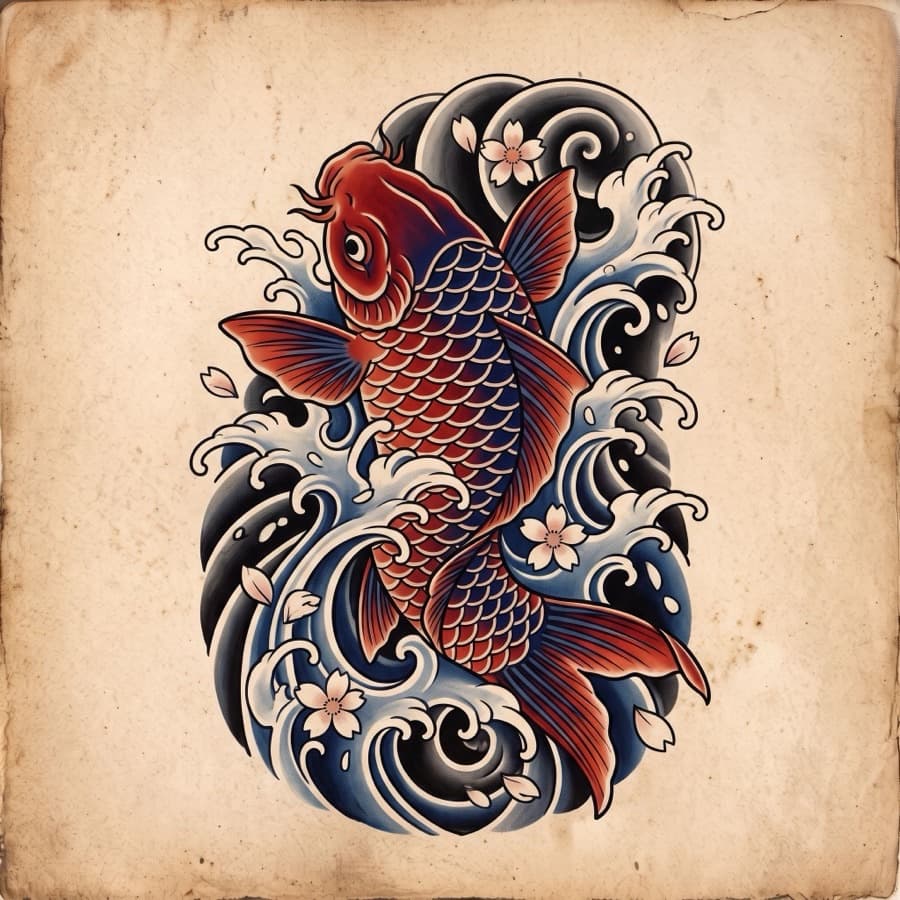 Japanese tattoo style - AI generated tattoo design
