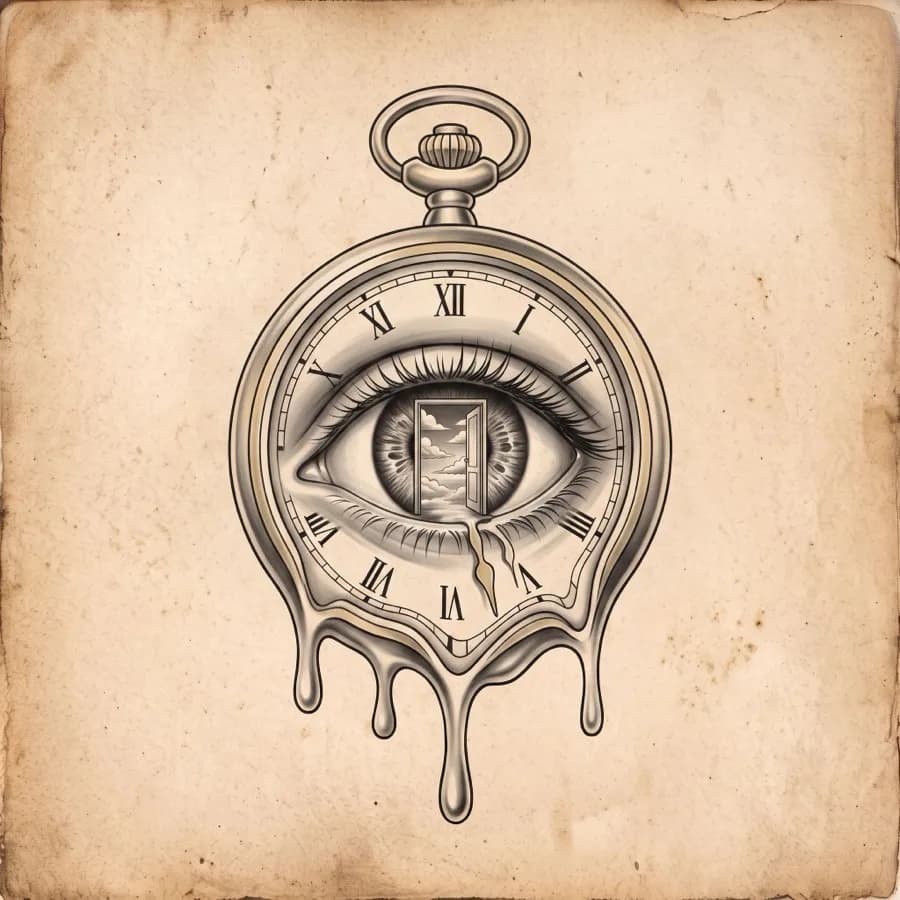 Surrealism tattoo style example - AI generated