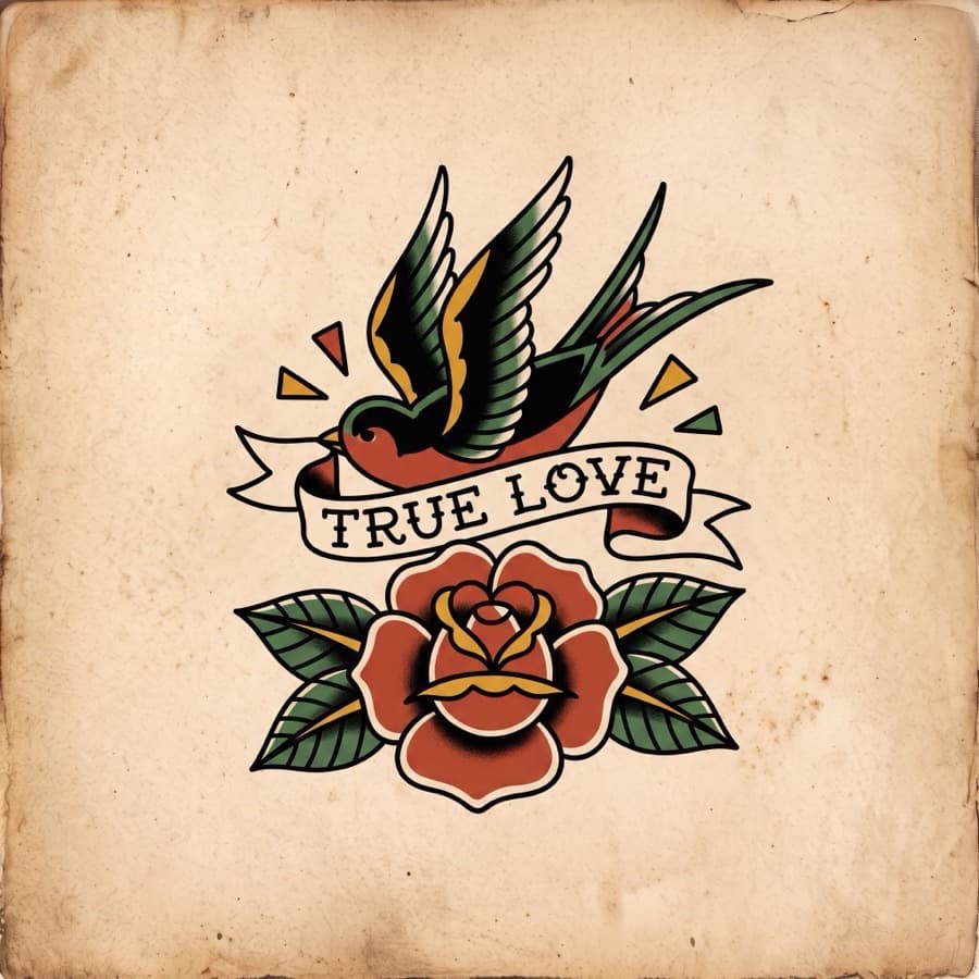 Traditional / Old School tattoo style example - AI generated