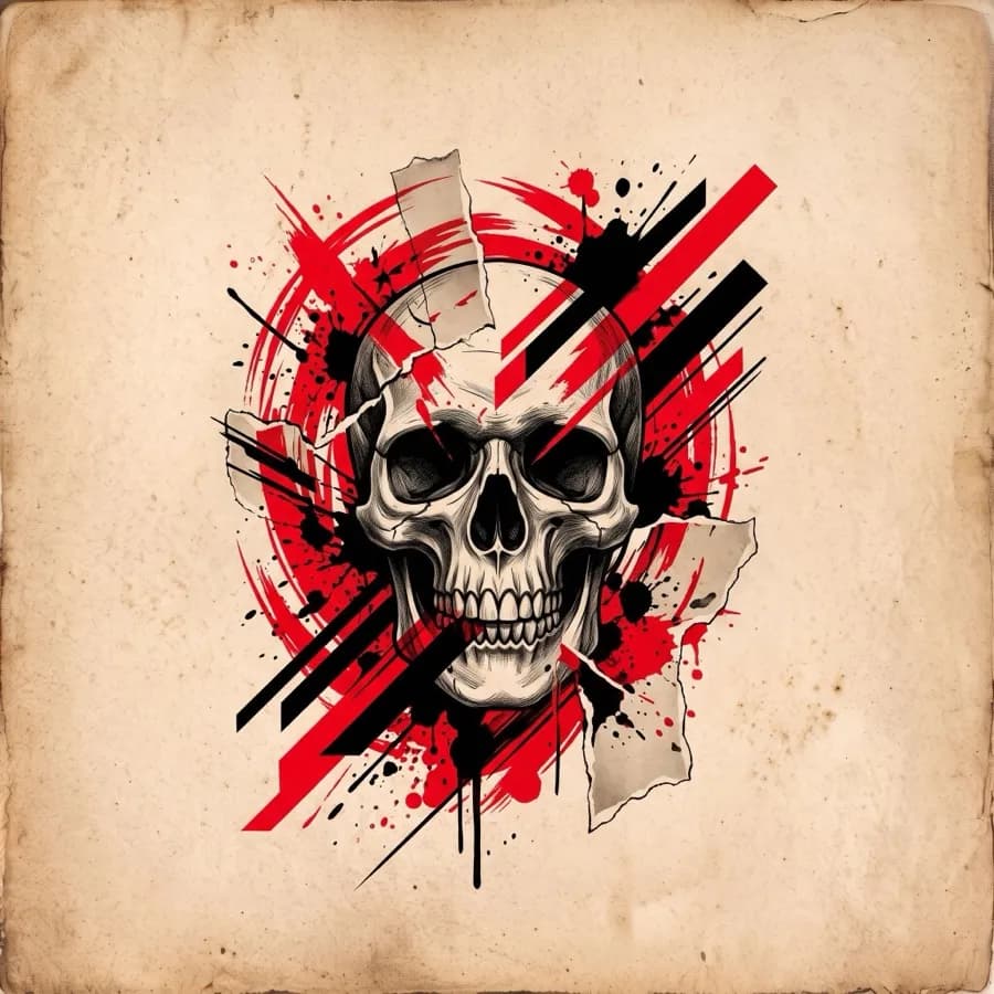 Trash Polka tattoo style example - AI generated