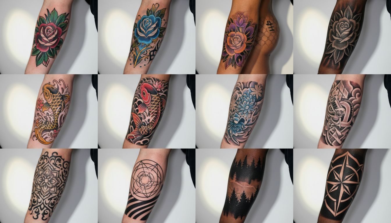 Same old tattoo with 4 different AI-generated cover up style options