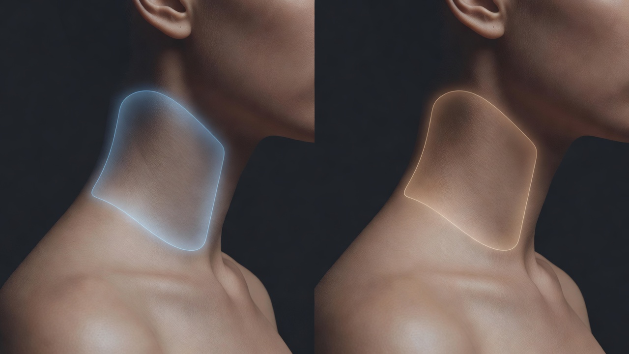Diagram comparing an AI-generated tattoo design on the nape versus the side of the neck