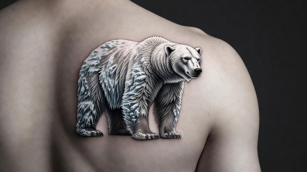 Polar bear tattoo design inspired by arctic wilderness symbolizing resilience and endurance