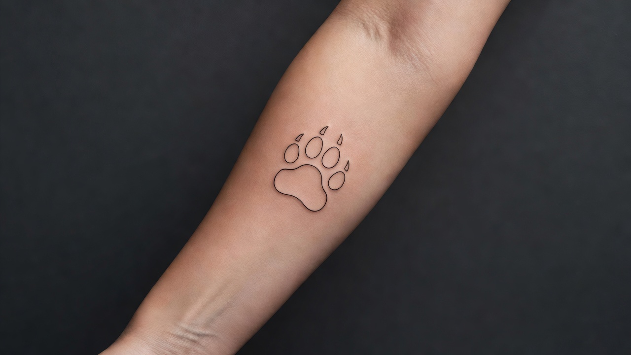 Bear paw print tattoo on the forearm representing strength protection and a connection to nature