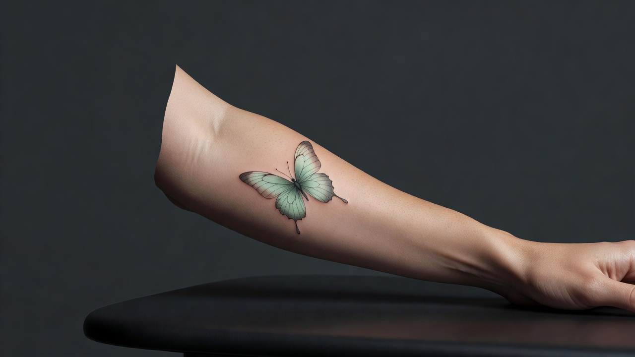 Zartes Design eines schlüpfenden Schmetterlings, das die Tattoo-Bedeutung von Wandlung, Wiedergeburt und persönlichem Wachstum darstellt