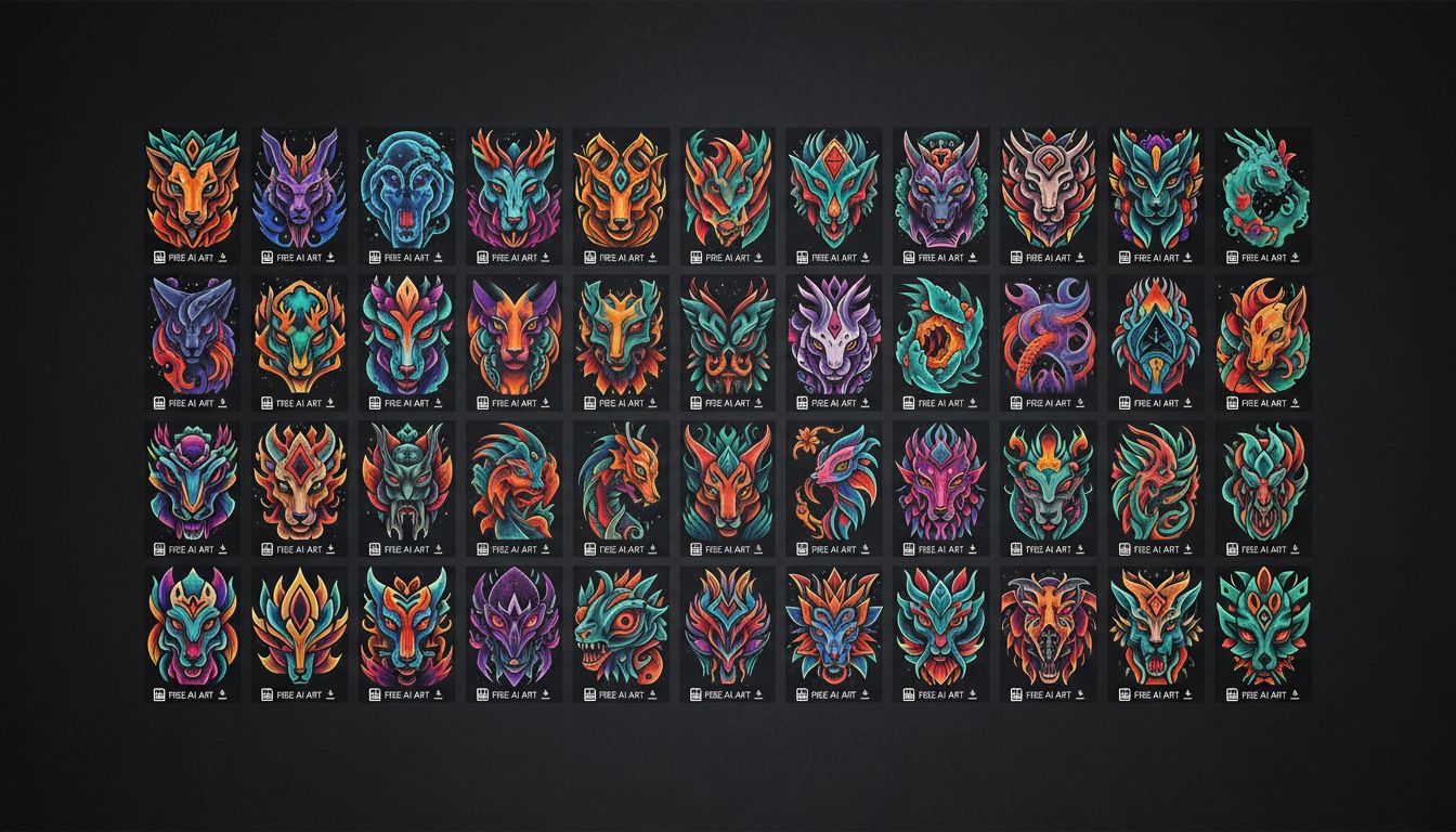 Gallery of tattoo designs created using free AI generation