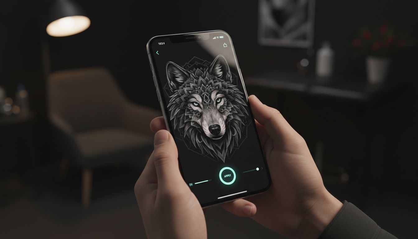 How to use an AI tattoo generator on a phone showing a generated tattoo design