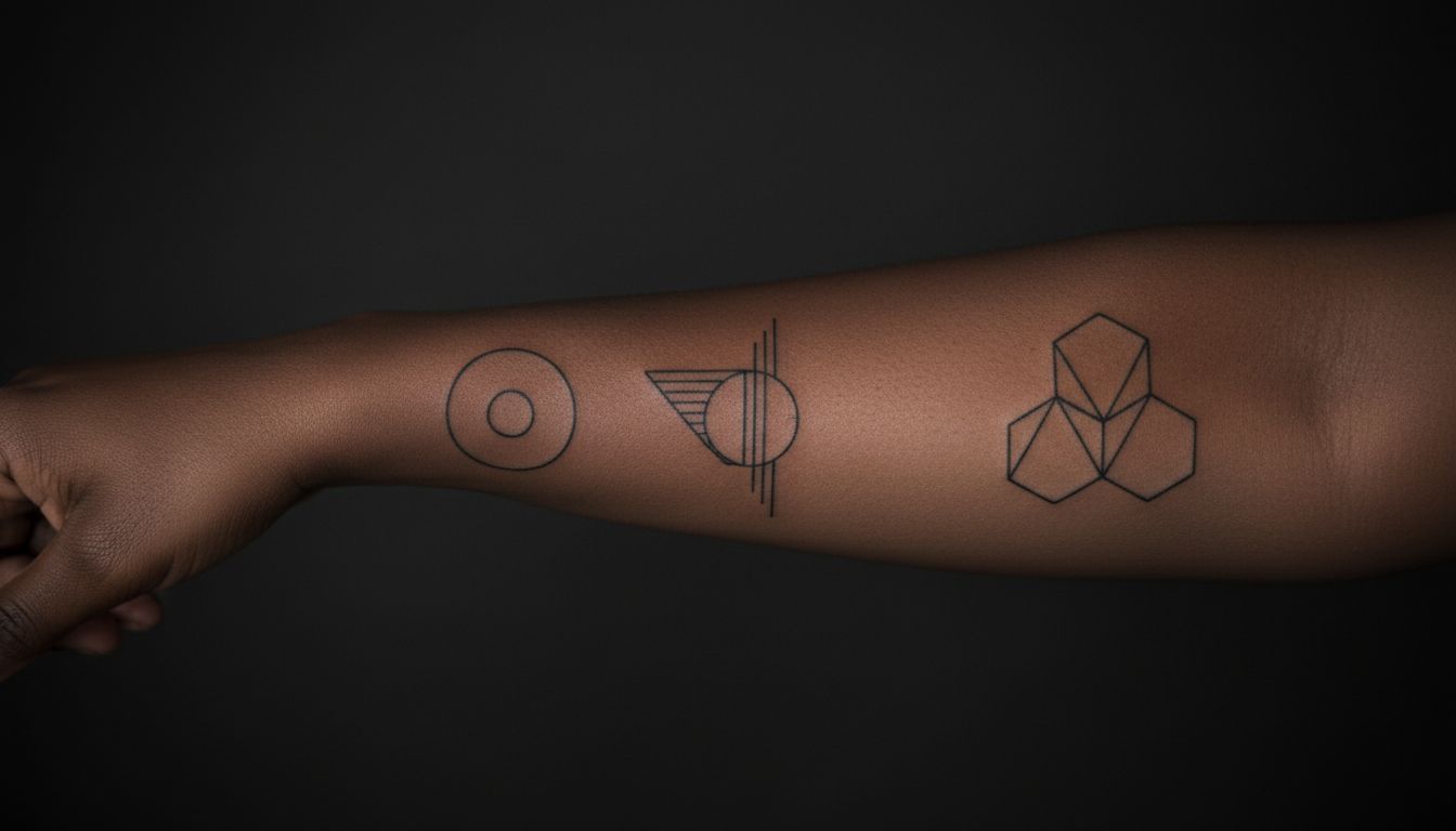 Geometric minimalist tattoo designs featuring simple shapes and clean lines